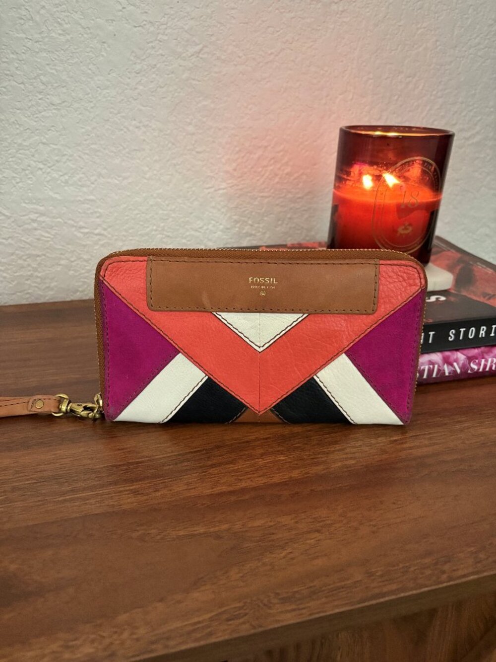 Fossil Leather and Suede Wallet Wristlet